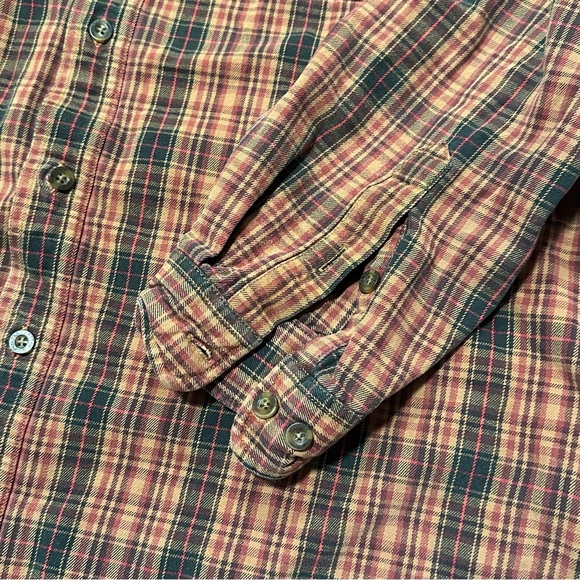Carhartt 2XL Tall Long Sleeve Orange Red Plaid Button Up Flannel Cotton Shirt - Picture 4 of 8